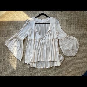 Free People White Peasant Blouse XS